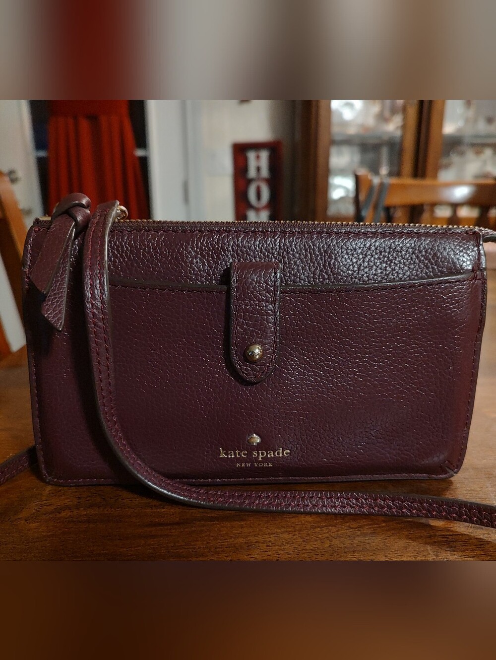 kate spade Pebbled Leather Crossbody in Burgundy